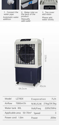 Patio Outdoor Evaporative Air Conditioner 70m2 Area Berlaku Motor Tembaga
